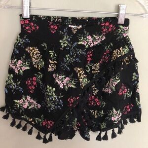 𝅺NEW Ella Moss Tassel Trim Dressy Skort Black Floral Size 12 Girl Shorts Girly